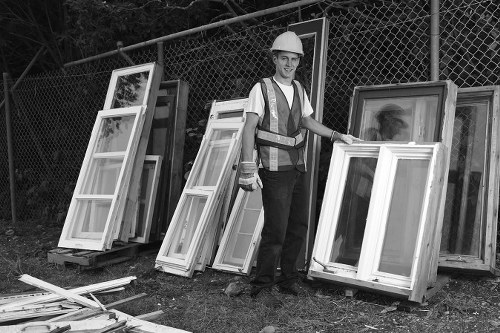 Office clearance team removing furniture from a workspace in Archway